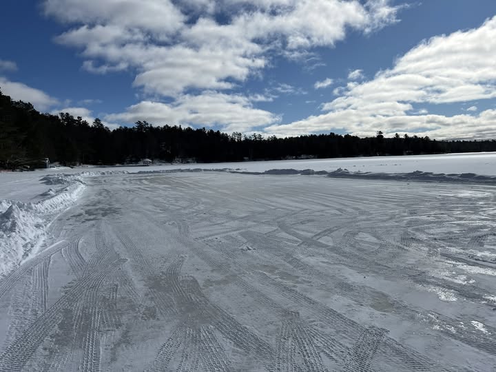 Smoothed and cleared section of ice on Lake of Bays.